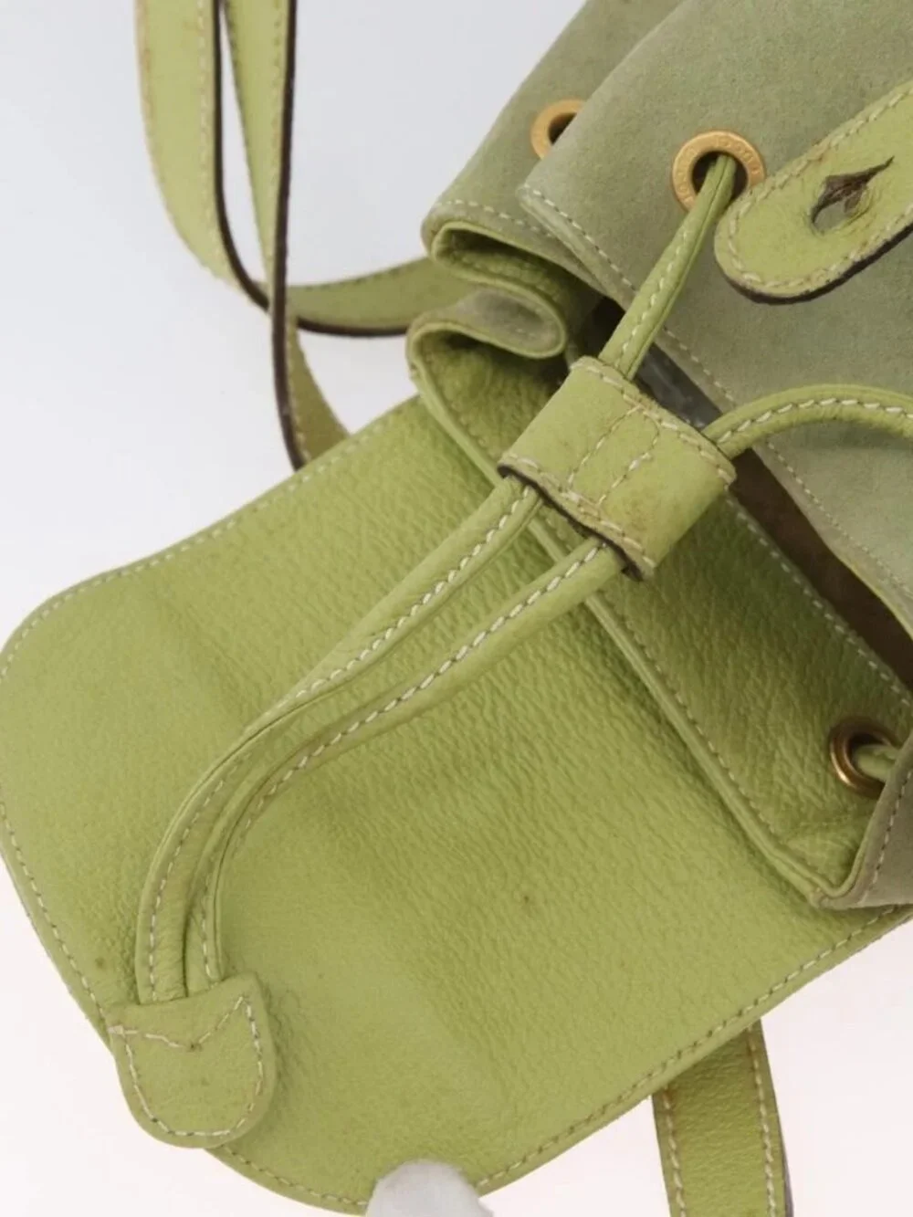 GUCCI Bamboo Backpack Suede Green Gold 003 2058 0030 Auth AMZ374